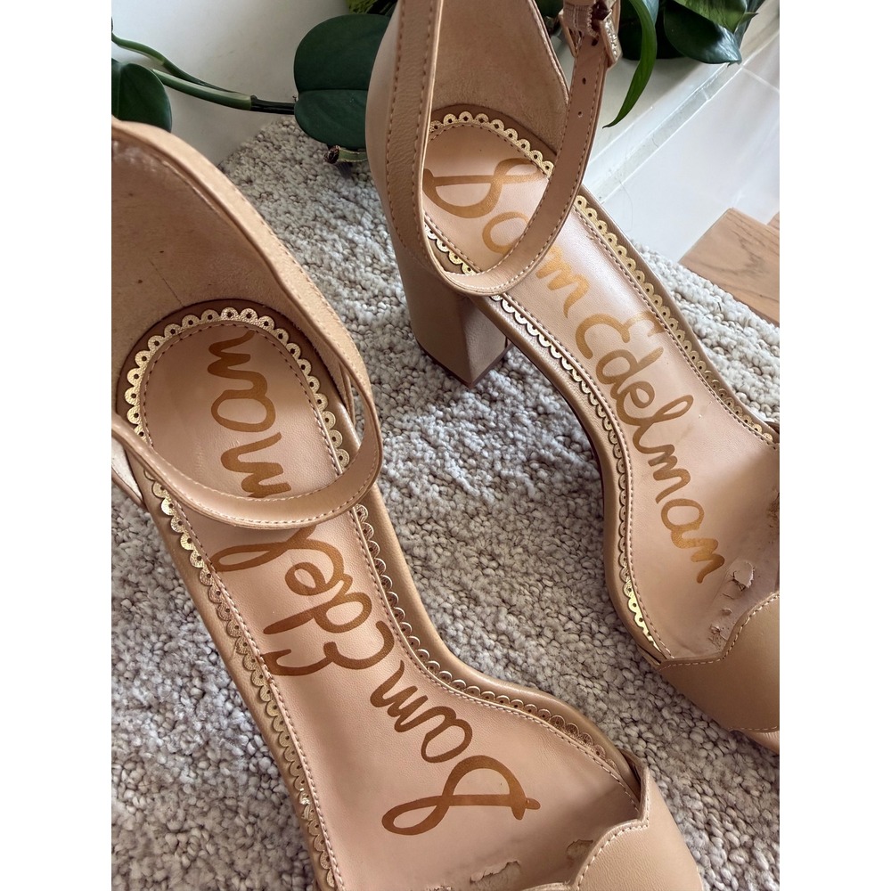 Sam Edelman Odila Heeled Sandals Women 7.5 Scalloped Ankle Strap Leather - Picture 5 of 10